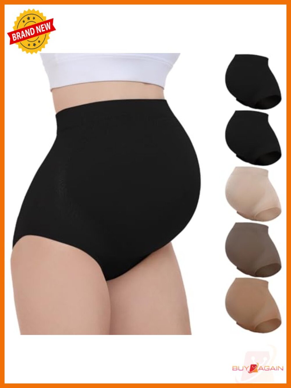 5 Pack Seamless High Waist Maternity Brief Over Bump Panties